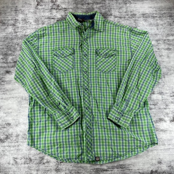 Cowboy Up Other - Cowboy Up Mens XL Green Plaid Western Pearl Snap Long Sleeve Shirt Classic Fit